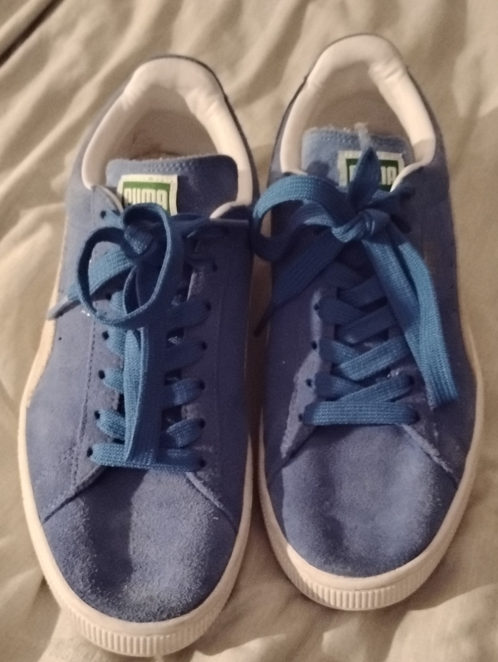 Puma Men’s Blue Suede Low-Top Sneakers with White Accents